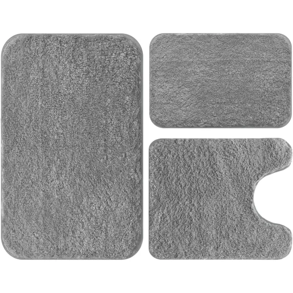 Bathroom Rugs Set 3 Piece Soft Absorbent Bath Rugs