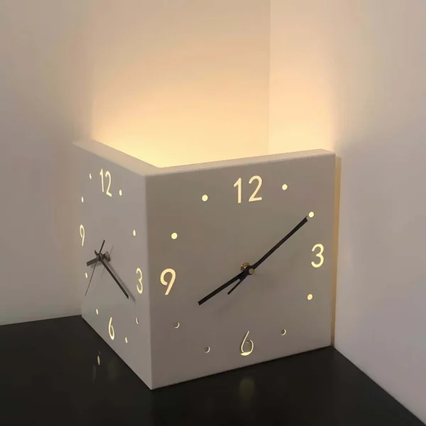 Corner Modern Wall Clock, Stylish Double-sided