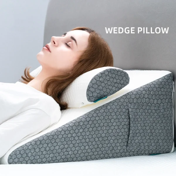 2 Pcs Memory Foam Bed Wedge Pillow/Neck Pillow