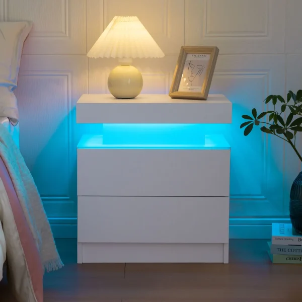 Cubehom LED Nightstands with 2 Drawersle